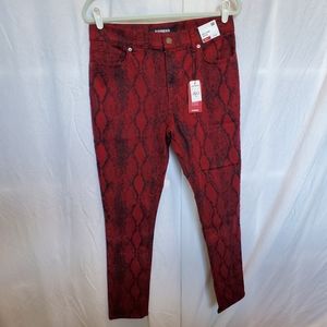 Express Jeans Red Snakeskin NWT - Size 10R